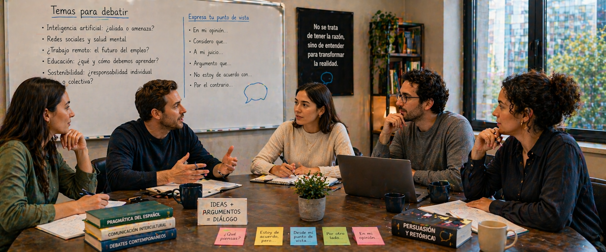 Grupo de alumnos y alumnas en mesa de aprendizaje