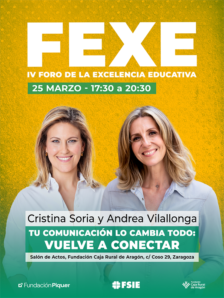Cartel promocional del IV Foro de Excelencia Educativa con Cristina Soria y Andrea Vilallonga